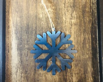 Metal Snowflake Ornament: Hand Brushed Christmas Tree Decoration