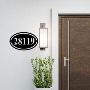 Personalized Oval Address Plaque: Mid-Century Modern House Numbers