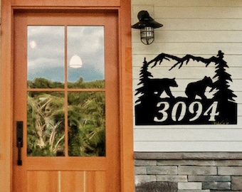 Bear Address Sign: Personalized Mountain Home Decor