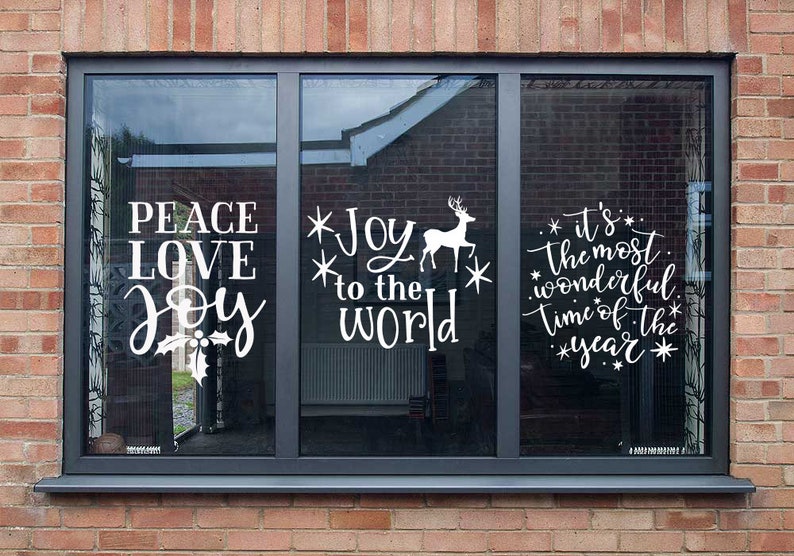 Christmas Vinyl Wall Window Decals Stickers Most Wonderful Etsy