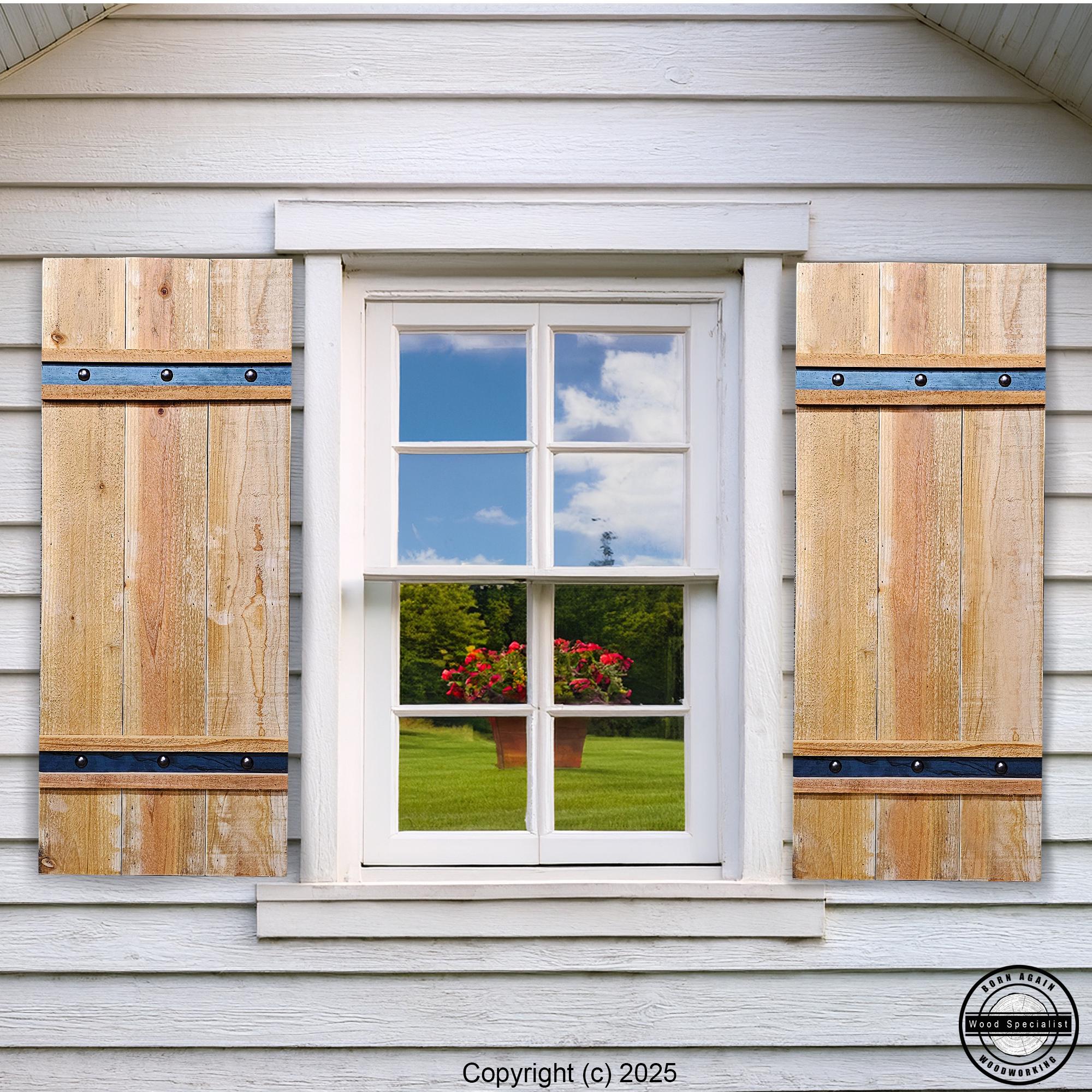 Cedar Home Shutters Exterior Shutters Unfinished Or Finished Custom Shutters Stained Painted Real Wood Rough Sawn Made In USA Custom Shutter