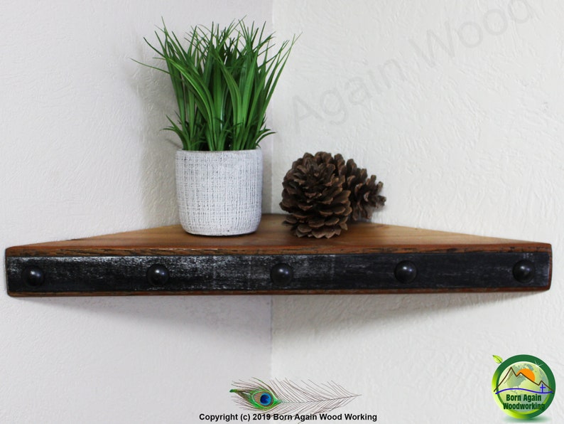 Floating Corner Shelf Thick Corner Shelf with metal face trim Etsy