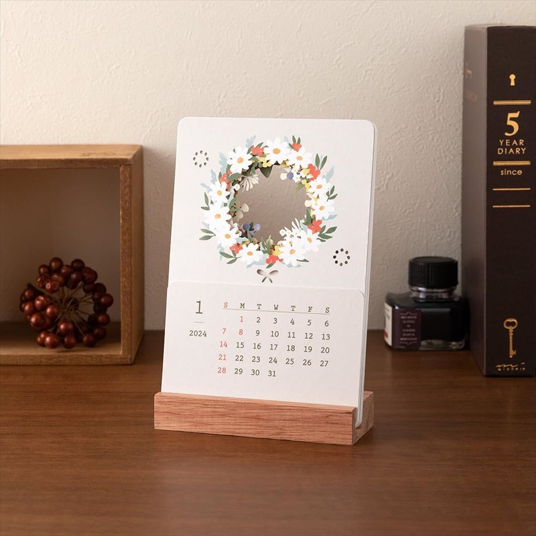 Midori 2024 Calendar Desktop Seasonal Calendar Floral Pattern - Etsy