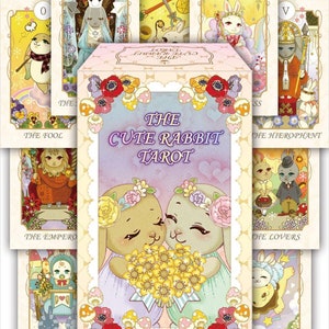 Carta de tarô The Cute Rabbit Tarot 78 folhas com conjunto de livreto LUNA Factory Kawaii Usagi Rabbit