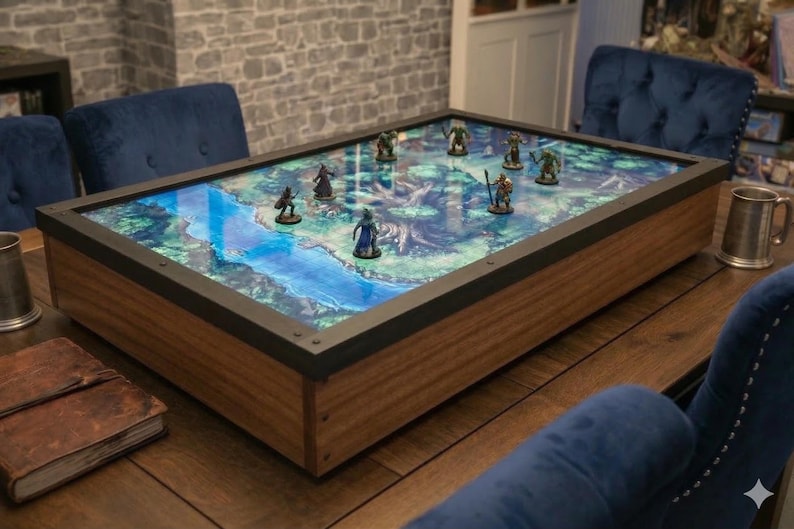 Solid Oak DND Map Display Case | CNC Engraved RPG Battlemap Frame - Etsy UK