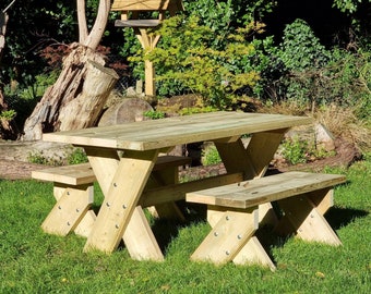 Handcrafted Treated Wood Patio Set -1.8 m - Weatherproof and Stylish Outdoor Furniture