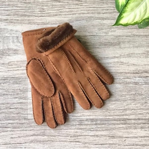 Mens Extra Warm Sheepskin Gloves/ Black Gloves/ Mens Gloves/ Sheepskin Gloves