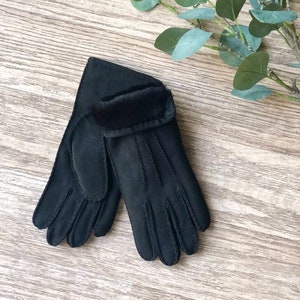 Mens Winter Gloves/ Black Gloves/ Mens Gloves/ Sheepskin Gloves / Extra Warm Gloves