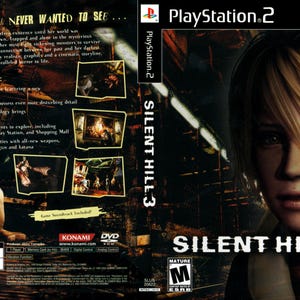 May include: Silent Hill 3 PlayStation 2 game case. The cover features a close-up of a young woman with blonde hair and the game title. The back of the case has game details and screenshots.