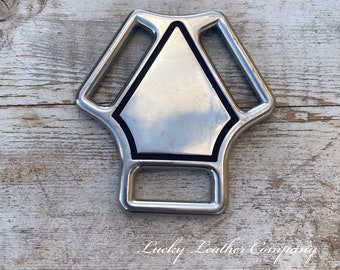 Jeremiah Watt Center Plate, Stainless Steel, Tack Making, Leather Working Hardware, Horseshoe Brand, Martingale Center Plate