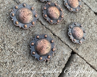 Copper Berry Round Concho, Leather Working Concho, Crafting Concho, Replacement Concho, Tack Making Concho