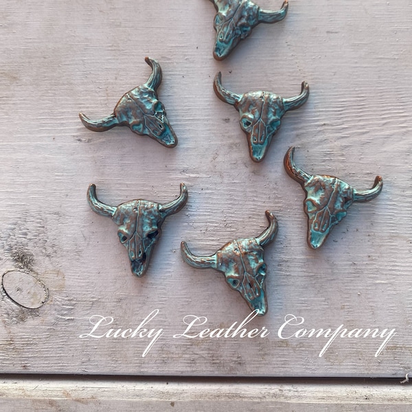 Aqua Skull Concho,  Western Concho, Tack Making Hardware, Leather Crafting, Replacement Concho, Skull Concho