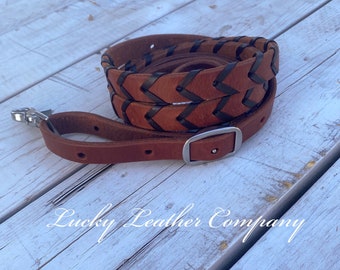 Chocolate Herman Oak Barrel Reins, Trail Reins, Barrel Racing Reins, USA Made, Herman Oak Leather, Handmade