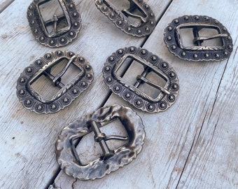 Antique Silver Berry Buckle, Western Cart Buckle, Replacement Buckles, Tack Making, Leather Crafting Hardware