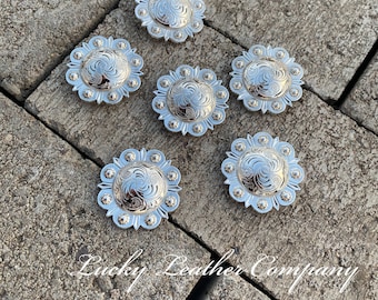 Bright Silver Round Berry Concho, Berry Concho, Western Concho, Replacement Concho, Tack Making Hardware, Leather Crafting Concho
