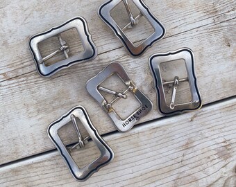 Jeremiah Watt Silver Cart Buckle, Stainless Steel, Western Buckle, Tack Making Hardware, Stainless Cart Buckle, Horse Shoe Brand