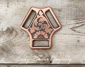 NEW Copper Horse Shoe Brand Martingale Plate, Tack Making Hardware, Leather Crafting Center Plate, Jeremiah Watt Hardware