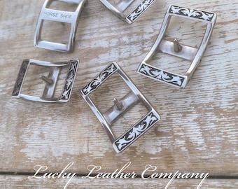 Horseshoe Brand Conway Buckle, Stainless Steel, J Watt Hardware, Conway Buckle, Tack Making Hardware, Leather Crafting