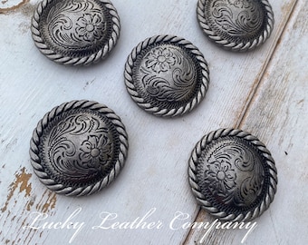 Antique Silver Roped Edge Concho, Tack Making Hardware, Replacement Conchos, Silver Concho 1.5", Leather Crafting Concho