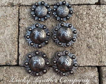 Antique Silver Berry Saddle Set, Replacement Saddle Conchos, Saddle Set, Conchos