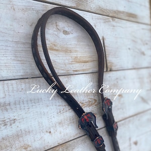 Butter Soft Chocolate Thunderbird Split Ear Headstall, Working Headstall, Buckstitch, Horse Tack, Buckstitch Tack