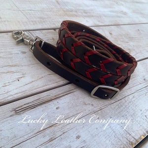 USA Made, Chocolate & Red Laced Reins, Barrel Racing Reins, Trail Riding Reins, Laced Reins, Handmade