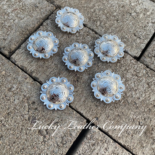 Bright Silver Round Berry Concho, Berry Concho, Western Concho, Replacement Concho, Tack Making Hardware, Leather Crafting Concho