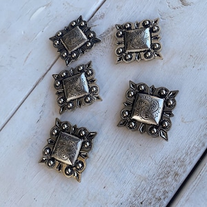 Silver Square Concho, Berry Concho, Western Concho, Tack Making, Crafting