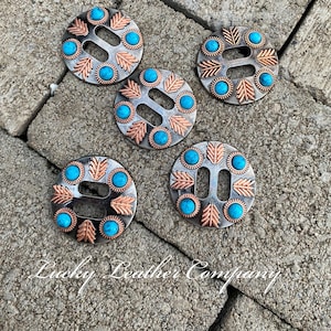 Turquoise Stone Slotted Conchos, Western Conchos, Tack Conchos, Replacement Concho, Tack Making Concho, Leather Crafting