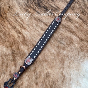Red Thunderbird Dog Collar, Handmade in Idaho, Leather Dog Collar, Butter Soft Leather, USA Made, Handmade Leather Dog Collar