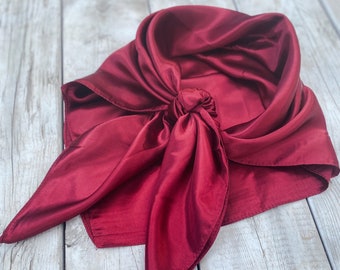 Wild Rag Maroon, 35"x 35", Cowboy Wild Rag, Maroon Scarf, Boho Western Scarf