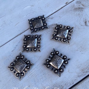 Silver Square Concho, Berry Concho, Western Concho, Tack Making, Crafting immagine 3