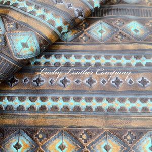 Genuine Navajo Embossed Leather Sheet, Crafting Leather, Tack Making Leather, Embossed Leather Sheets
