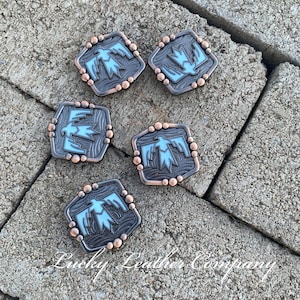 Turquoise Thunderbird Concho, Western Concho, Replacement Concho, Leather Crafting Hardware, Tack Making Concho, Thunderbird