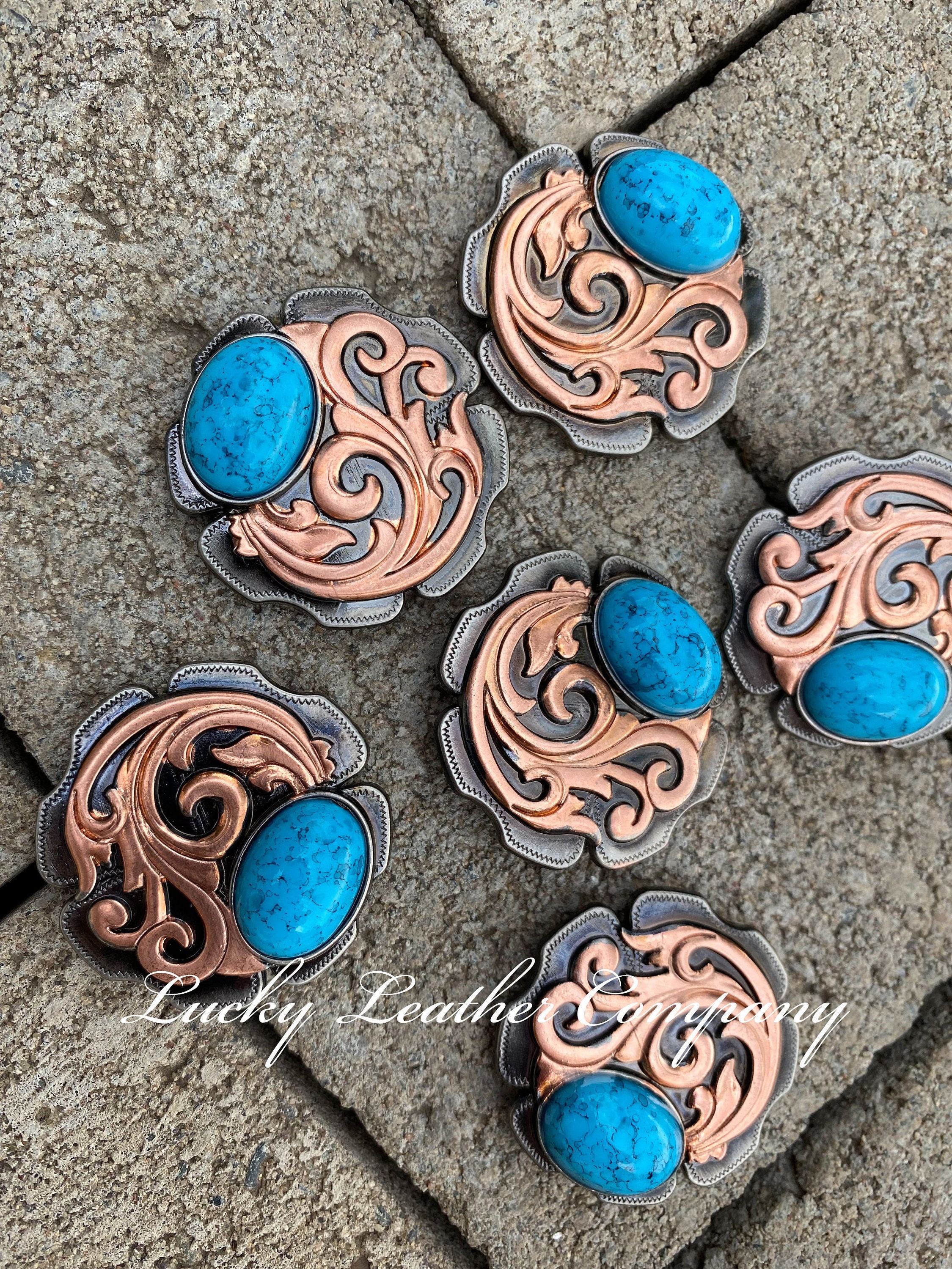 Turquoise Stone Copper Conchos For Leather Crafting Decoration – Metal  Field Shop