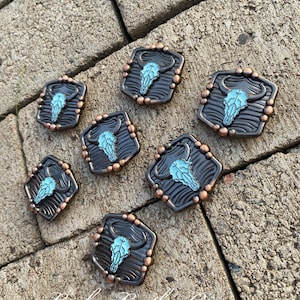 Turquoise Buffalo Skull Concho, Western Concho, Tack Making, Crafting, Replacement Concho, Leather Crafting Hardware