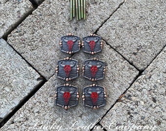 Red Skull Saddle Set, Replacement Saddle Conchos, Saddle Set, Conchos