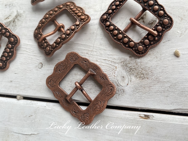 Antique Copper Starburst Buckle, Copper Cart Buckle, Crafting Buckle, Leather Working Buckle, Replacement Buckle image 2