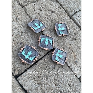 Aqua Thunderbird Concho, Thunderbirds, Western Concho, Tack Making, Crafting, Replacement Concho, Leather Crafting