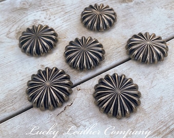 Antique Silver Pin Wheel Conchos, Western Concho, Replacement Concho, Leather Crafting Hardware, Tack Making Concho