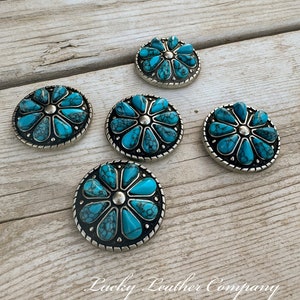 Turquoise Stone Concho, Tack Making, Hardware, Leather Crafting, Turquoise & Silver Concho, Replacement Concho
