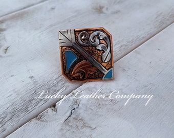Wild Rag Slide Copper Arrow Square - Cowboy Slide - Rag Concho Slide - 1.5&quot; Rag Slide