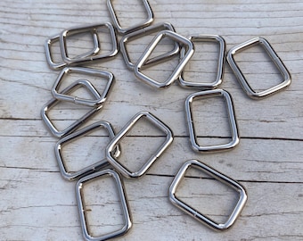 3/4" Rectangle Strap Keeper Loop, Nickel Plated, Leather Crafting Hardware, Tack Making Rectangle Keeper Loop