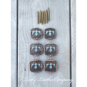 Turquoise Thunderbird Saddle Set, Replacement Saddle Conchos, Thunderbird Conchos