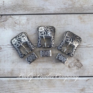 3/4" Antique Silver Buckle w Keeper, Tack Making Hardware, Headstall Buckle, Crafting Buckle, Replacement Buckle