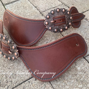 Butter Soft Herman Oak Spur Straps, USA Made, Medium Oil Leather, Western Spur Straps