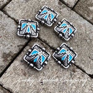 Antique Silver & Blue Thunderbird Conchos, Western Concho , Tack Making, Leather Crafting, Replacement Concho