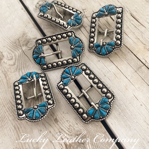 Turquoise Stone Buckle, Tack Making, Hardware, Leather Crafting, Turquoise Cart Buckle, Replacement Buckle