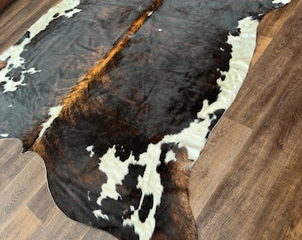 XL Tri-Color Cowhide Rug, Ships From Idaho, Top Quality Western Cowhide Rug
