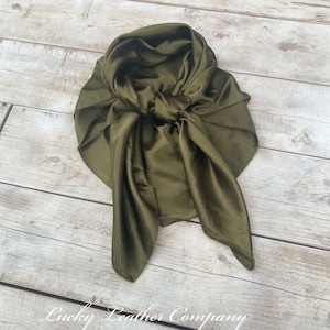 Wild Rag Olive, Cowboy Wild Rag, 35&quot;x35&quot;, Cowboy Olive Scarf, Western Scarf, Wild Rag
